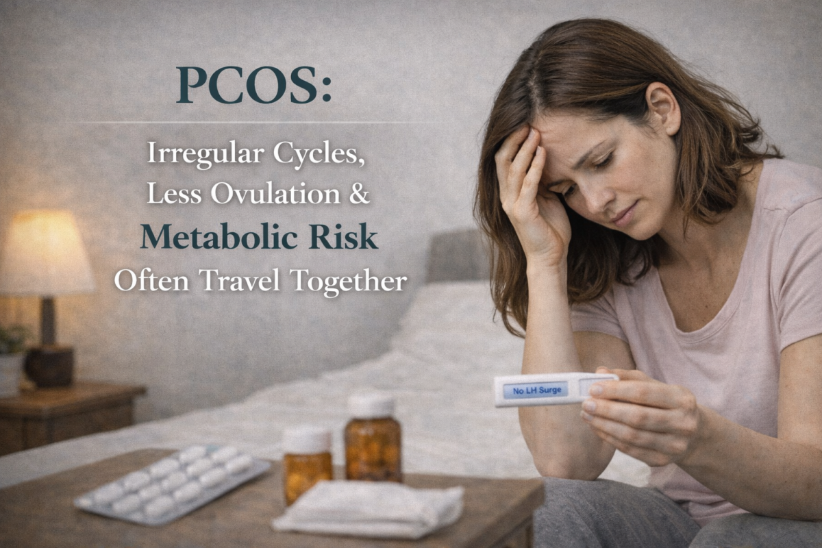Woman learning about PCOS treatment, irregular periods, and fertility support options